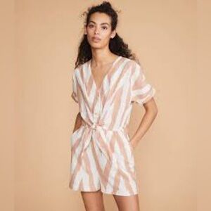 Lou‎ & Grey Tan and Cream Ikat Jumpsuit Size Small EUC